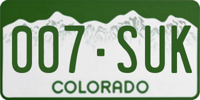 CO license plate 007SUK