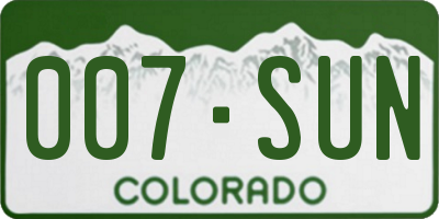 CO license plate 007SUN