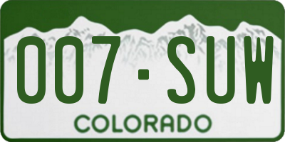 CO license plate 007SUW