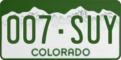 CO license plate 007SUY