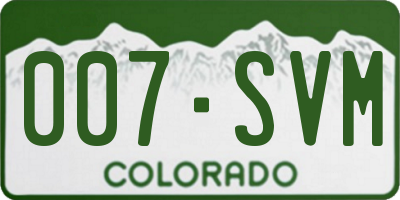 CO license plate 007SVM