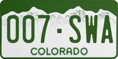 CO license plate 007SWA