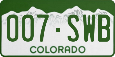 CO license plate 007SWB