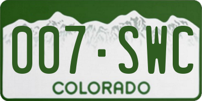 CO license plate 007SWC