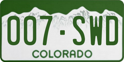 CO license plate 007SWD