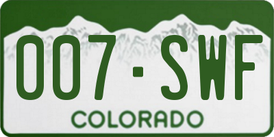 CO license plate 007SWF