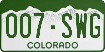 CO license plate 007SWG