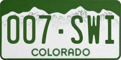 CO license plate 007SWI