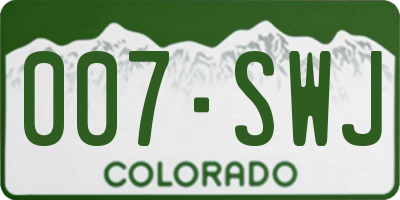 CO license plate 007SWJ