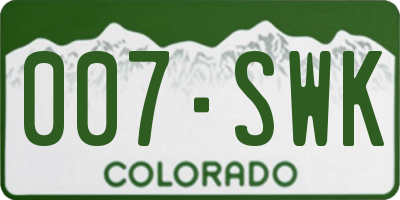 CO license plate 007SWK