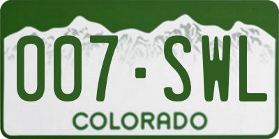 CO license plate 007SWL
