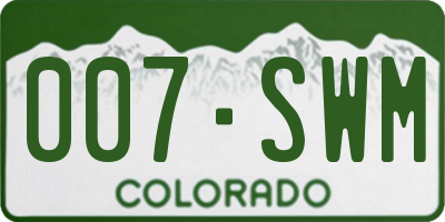 CO license plate 007SWM