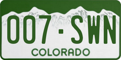 CO license plate 007SWN