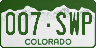 CO license plate 007SWP