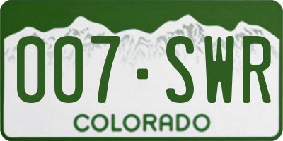 CO license plate 007SWR
