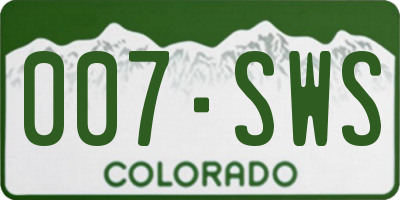 CO license plate 007SWS