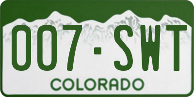 CO license plate 007SWT