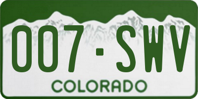CO license plate 007SWV