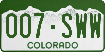 CO license plate 007SWW