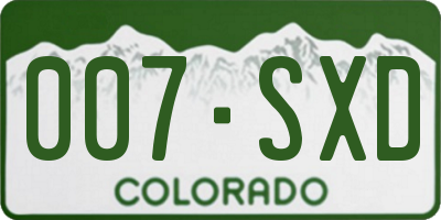 CO license plate 007SXD