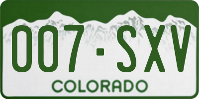 CO license plate 007SXV