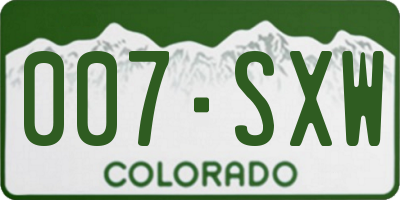 CO license plate 007SXW