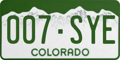 CO license plate 007SYE