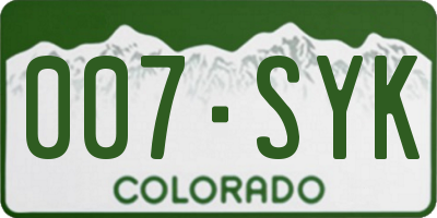 CO license plate 007SYK