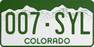 CO license plate 007SYL