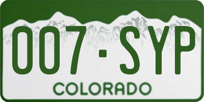 CO license plate 007SYP