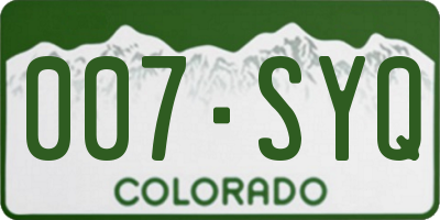 CO license plate 007SYQ