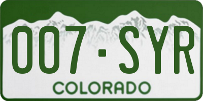 CO license plate 007SYR