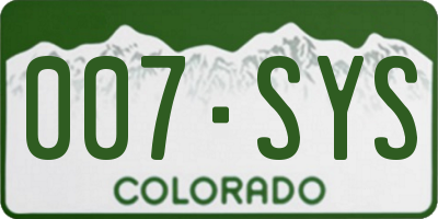 CO license plate 007SYS