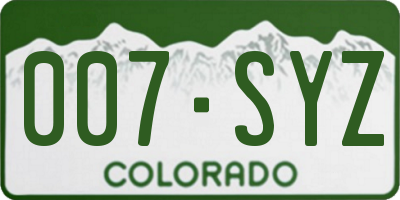 CO license plate 007SYZ