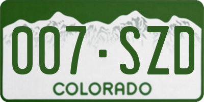 CO license plate 007SZD