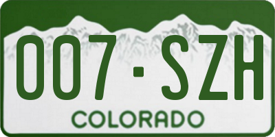 CO license plate 007SZH