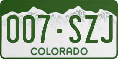 CO license plate 007SZJ