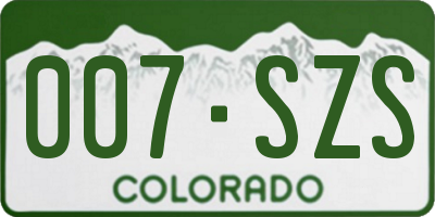 CO license plate 007SZS
