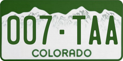 CO license plate 007TAA