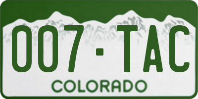 CO license plate 007TAC