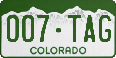 CO license plate 007TAG