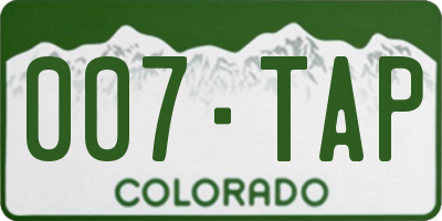 CO license plate 007TAP