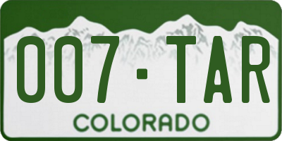 CO license plate 007TAR
