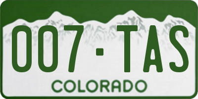 CO license plate 007TAS