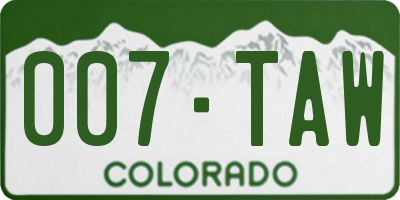 CO license plate 007TAW