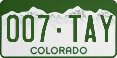 CO license plate 007TAY
