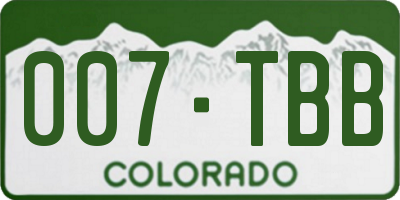 CO license plate 007TBB