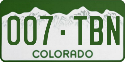 CO license plate 007TBN