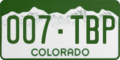 CO license plate 007TBP