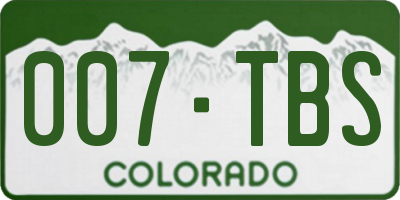 CO license plate 007TBS